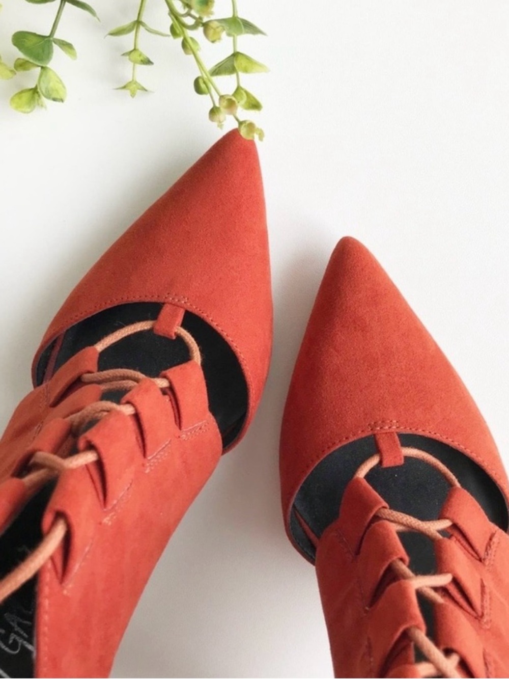 NWOT Nasty Gal Lace-Up Heels 🔥 Point It Out Red/Orange Suede Stiletto | Size 7.5 - Picture 6 of 9